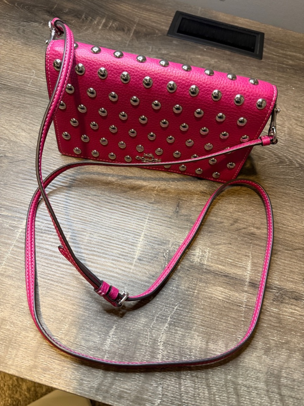 Coach Hot Pink Studded Crossbody - Picture 2 of 7